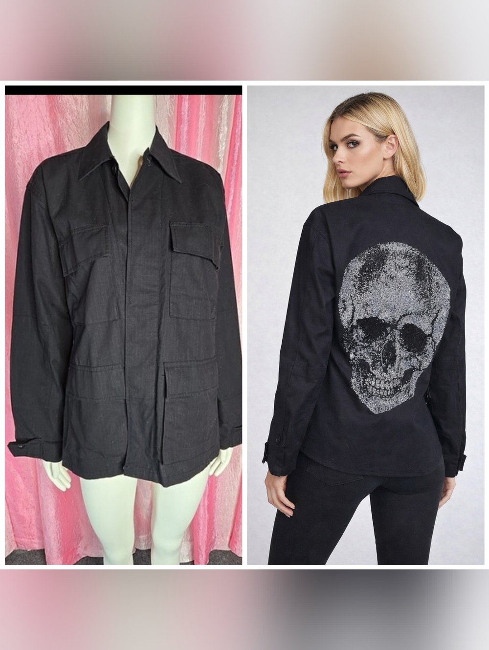 Hipchick Couture Black Rhinestone Skull Edgy Cotton Blazer Size Small